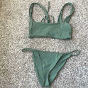 LA Hearts green lace up cheeky bikini size small